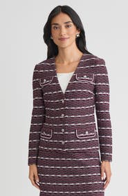 Ming Wang Tailored Multi-Stitch Jacquard Knit jacket