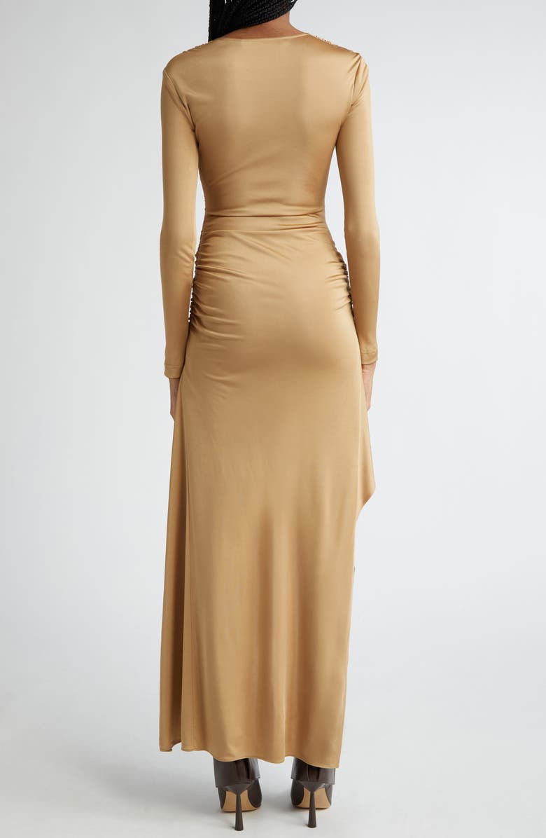 Dion Lee Gathered Bolt Long Sleeve Satin Jersey Dress, Alternate, color, 