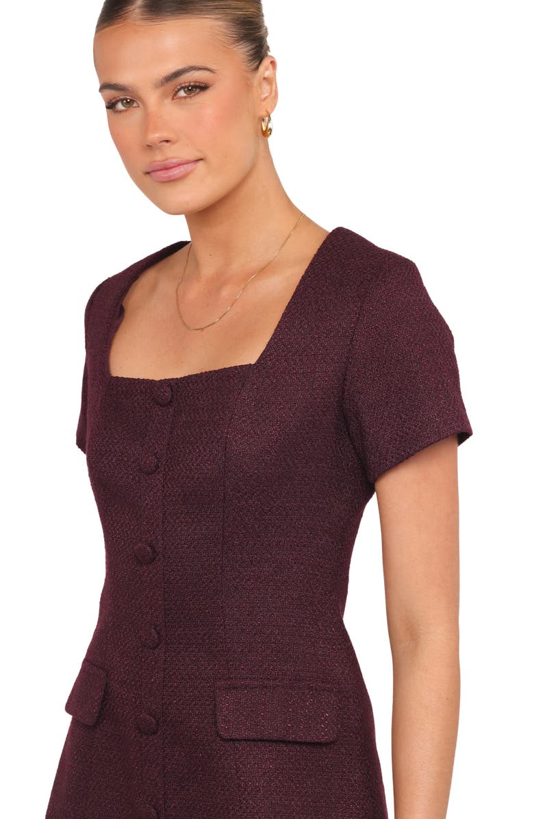 Petal & Pup Sutton Tweed Minidress, Alternate, color, Plum Tweed