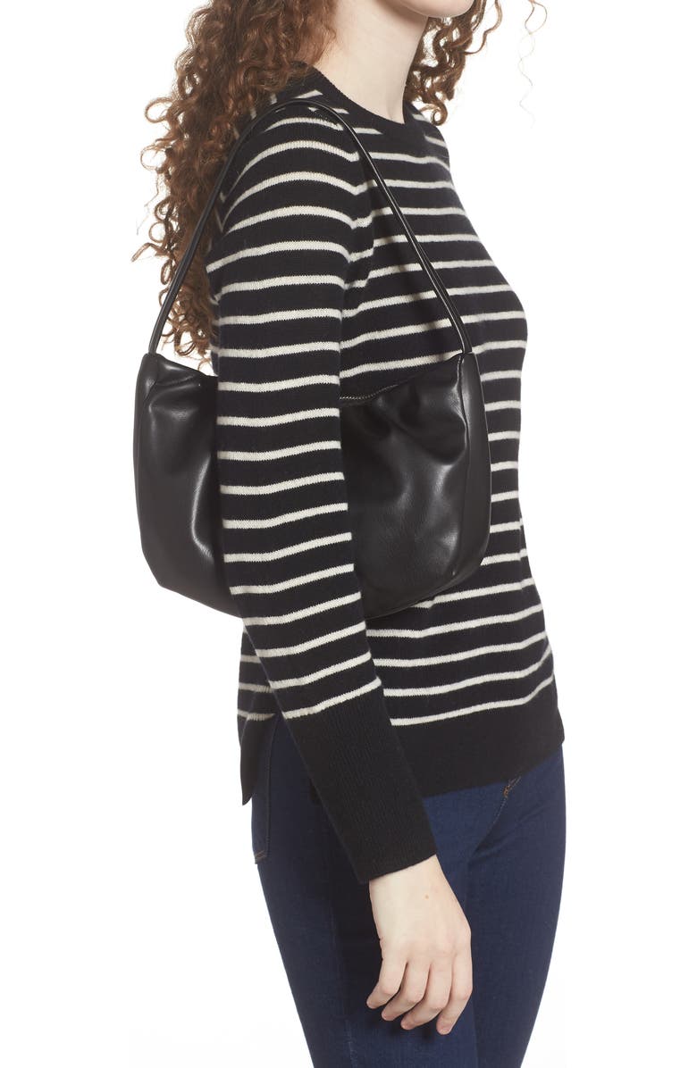 Street Level Gathered Faux Leather Baguette Bag, Alternate, color,