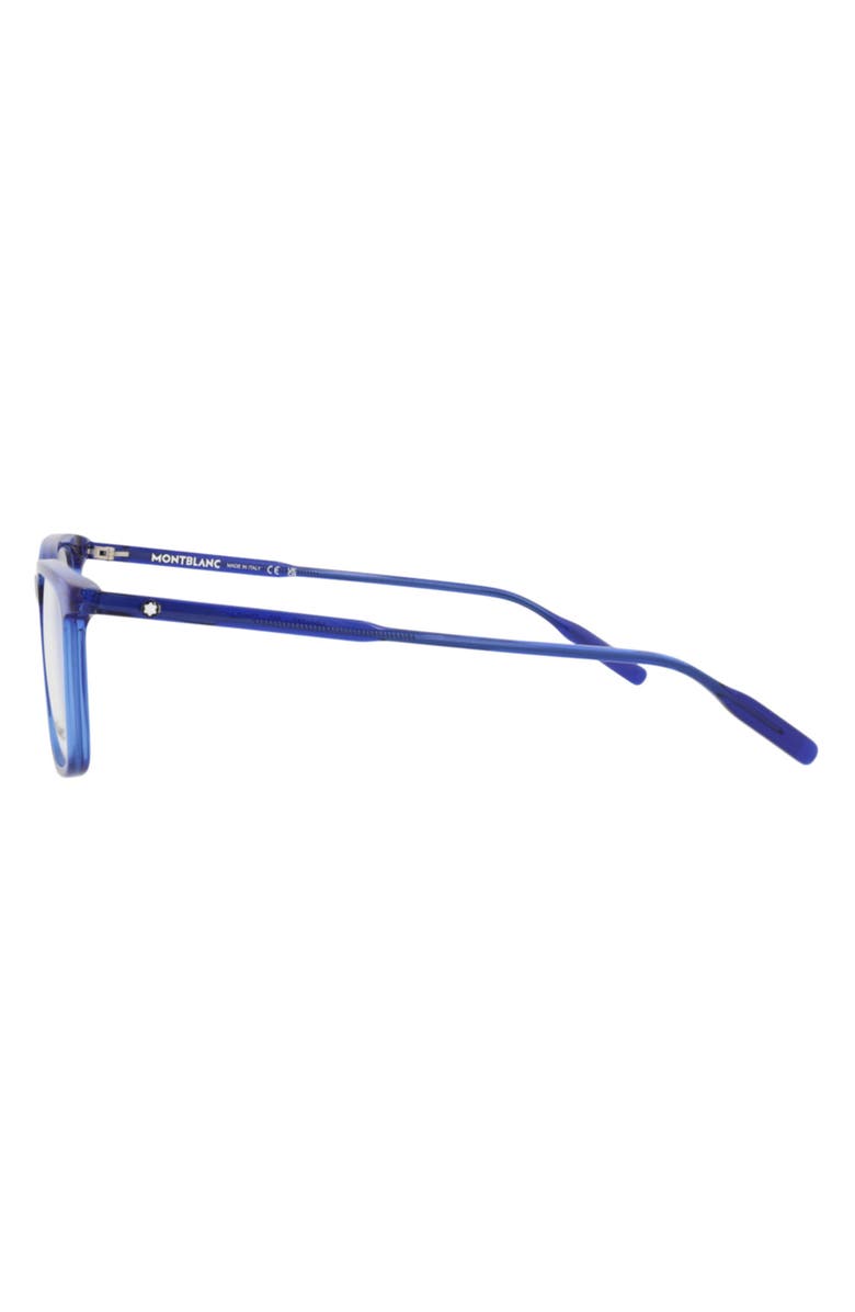Montblanc 53mm Square Optical Glasses, Alternate, color, Blue Transparent