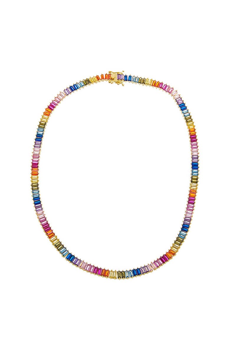 BY ADINA EDEN Multi Colored Baguette Tennis Necklace, Alternate, color,