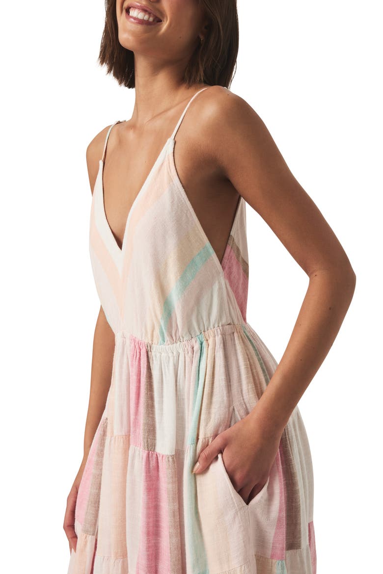 Audriana Stripe Tiered Maxi Dress, Alternate, color, CARNATION MULTI STRIPE