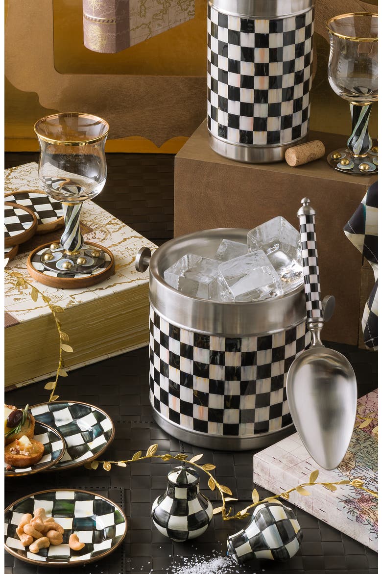 Courtly Check Ice Bucket, Alternate, color, BLACK/ SILVER