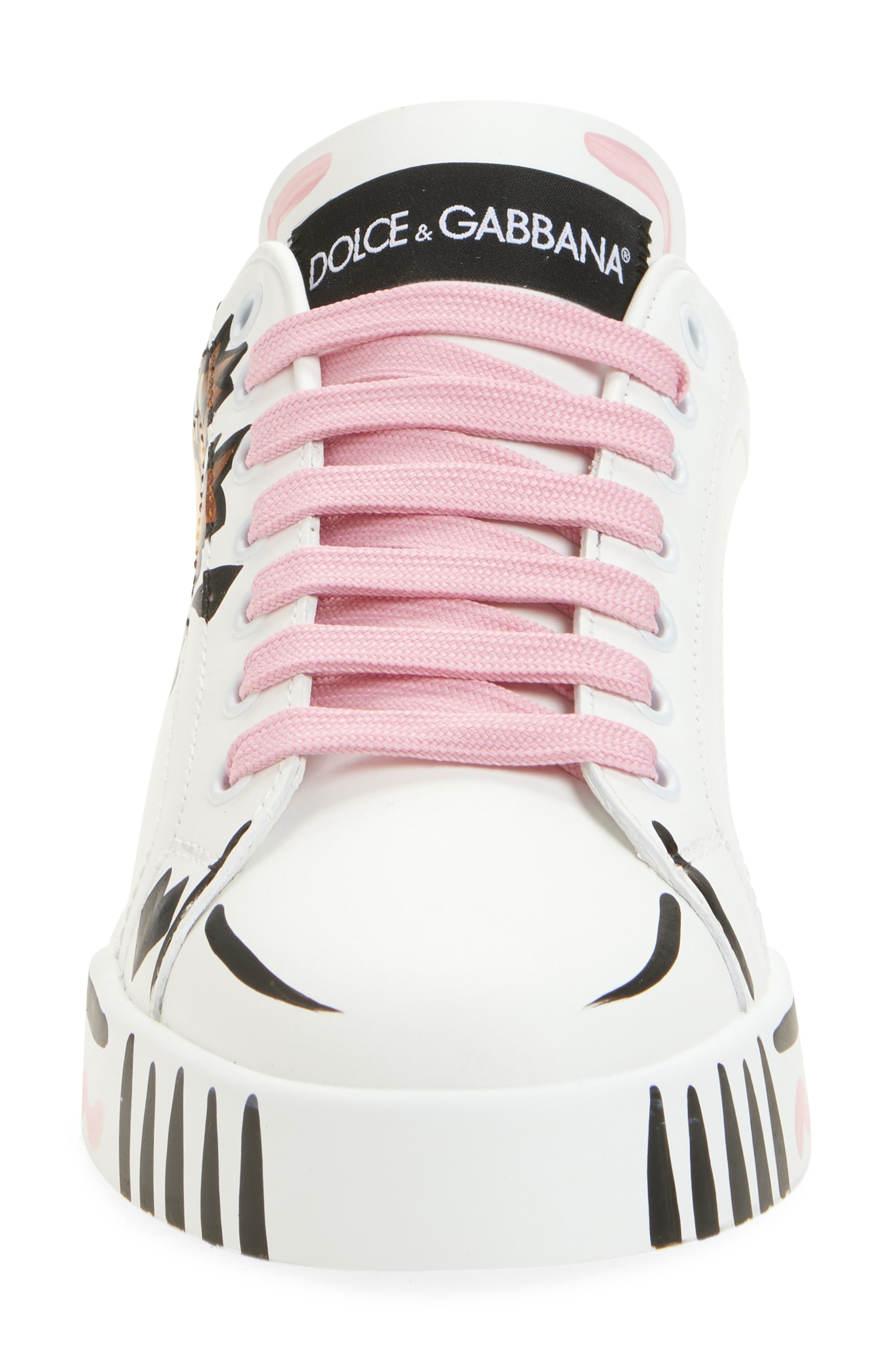 Dolce&Gabbana Portofino Light Strobel Sneaker, Alternate, color, Bianco/ Rosa Baby