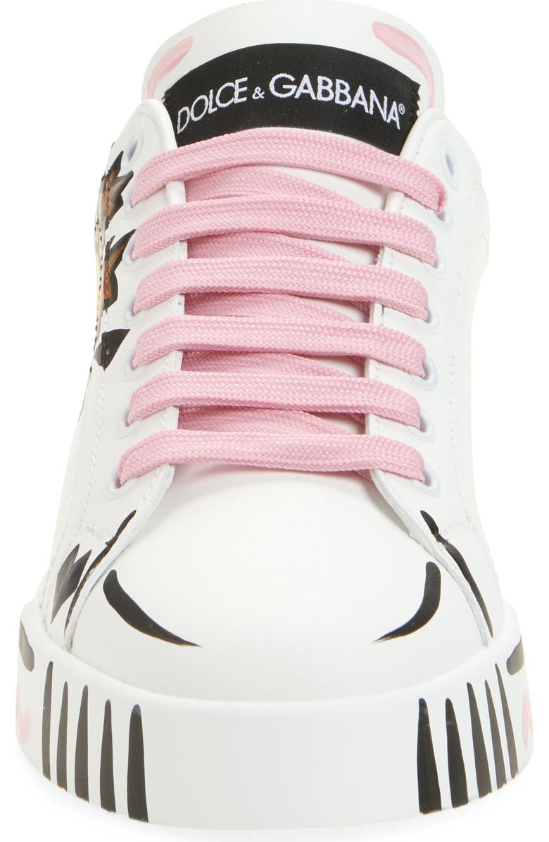 Dolce&Gabbana Portofino Light Strobel Sneaker, Alternate, color, Bianco/ Rosa Baby