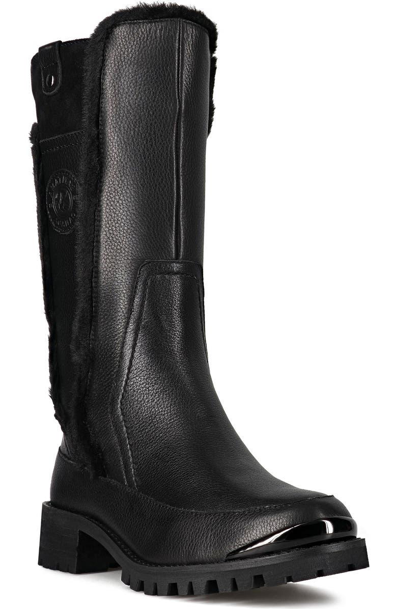 Santana Canada Leather Faux Fur Boot, Main, color, Black