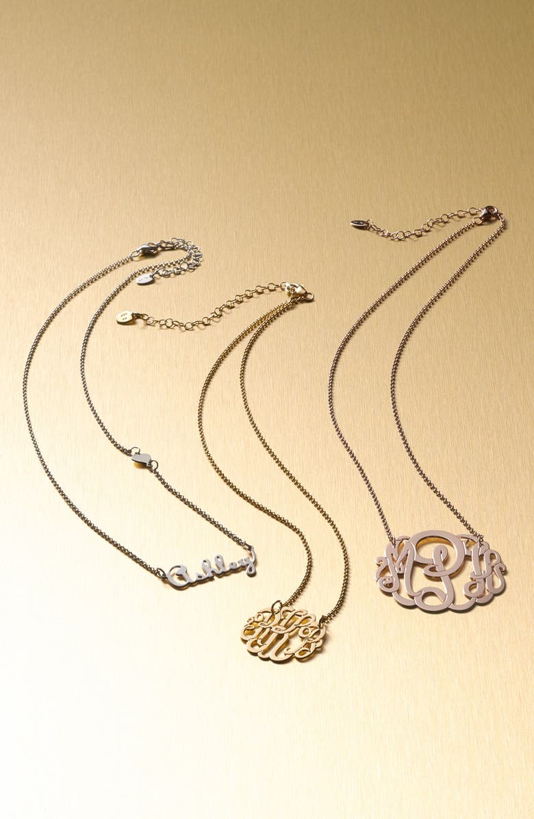 Argento Vivo Sterling Silver Argento Vivo Personalized Script Name with Heart Necklace, Alternate, color,