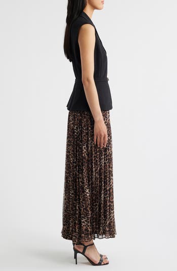 Faux Two-Piece Sleeveless Belted Maxi Dress