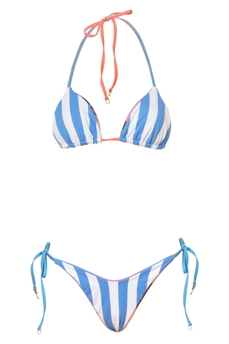 Peach Drift Sunshine Reversible Side Tie Bikini Bottoms, Alternate, color, BLUE