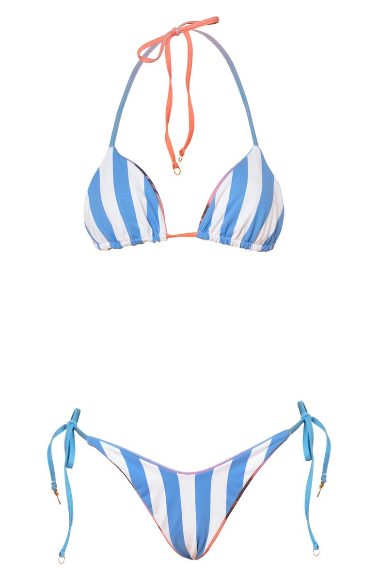 Maaji Peach Drift Sunshine Reversible Side Tie Bikini Bottoms, Alternate, color, Blue