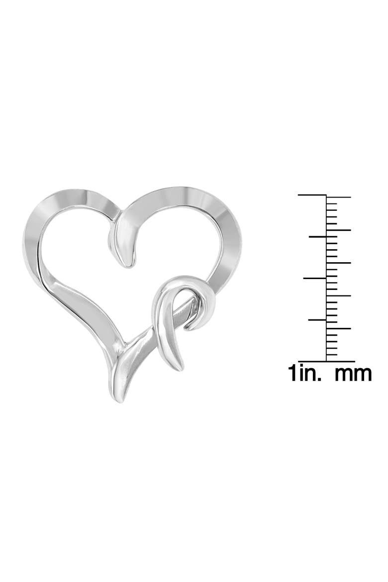 .925 Sterling Silver Heart Shaped Pendant Necklace, Alternate, color, White