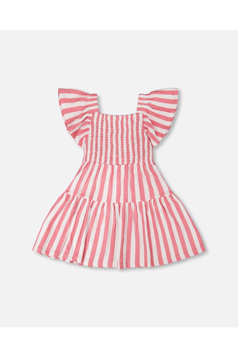 Short Sleeve Crinkle Jersey Stripes Dress, Alternate, color, White & Pink Stripes