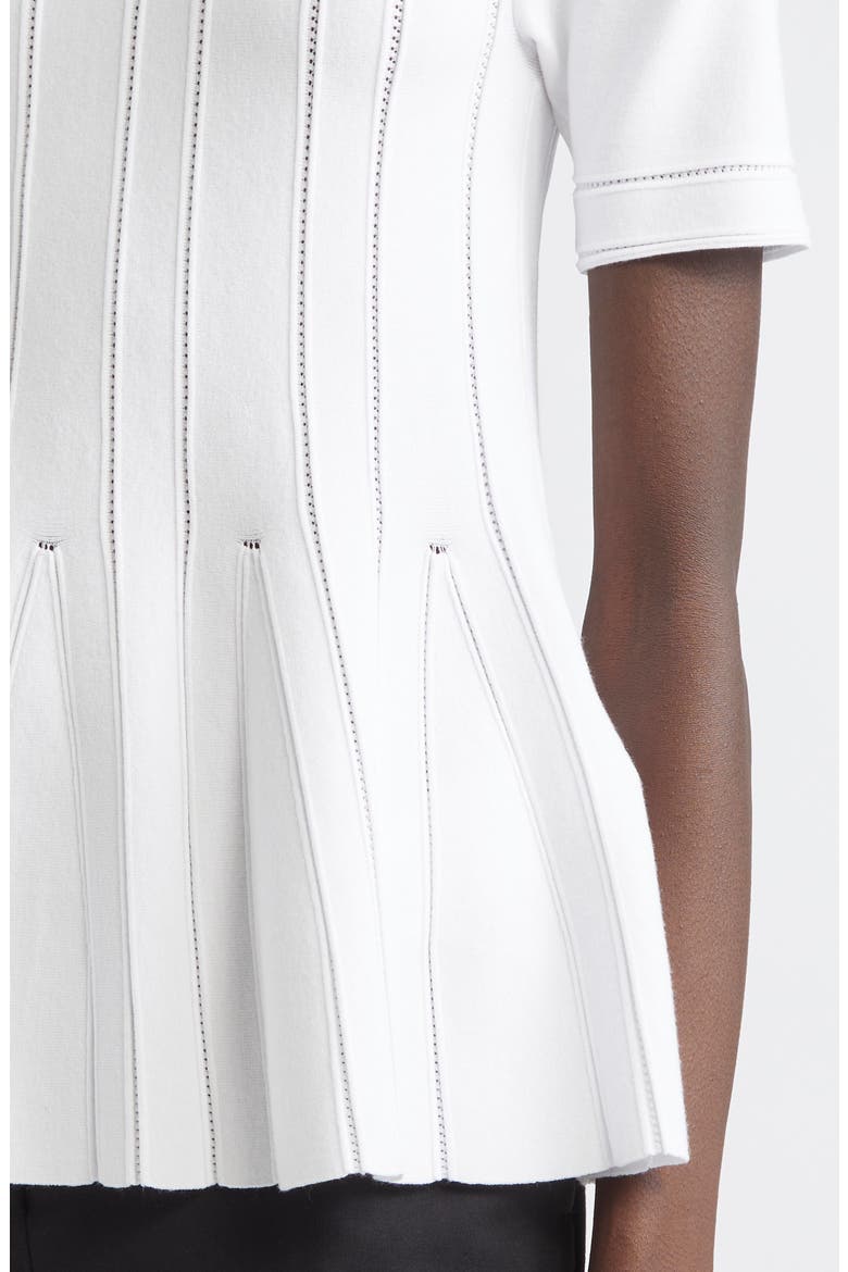 Epoche Short Sleeve Peplum Sweater, Alternate, color, WHITE
