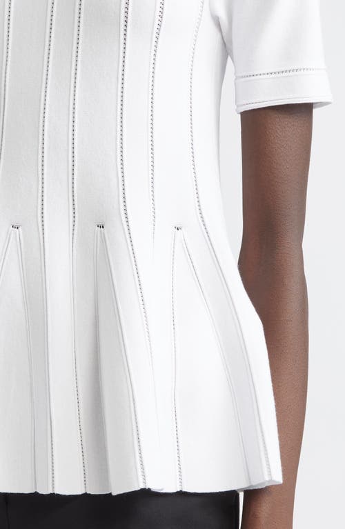 Max Mara Epoche Short Sleeve Peplum Sweater In White