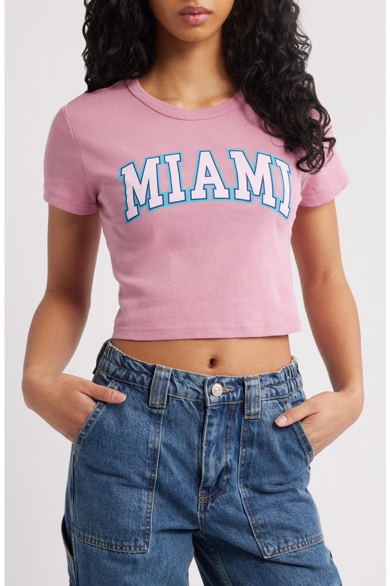 Miami Location Cotton Graphic Baby Tee, Main, color, LILAS PINK