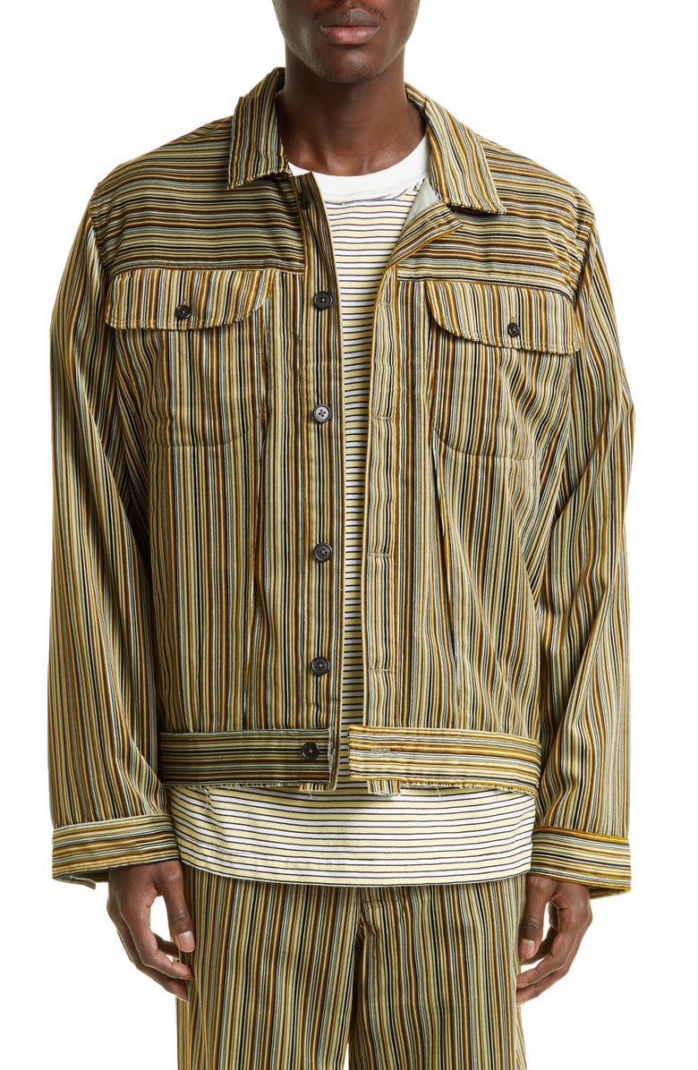Camiel Fortgens Stripe Velvet Shirt Jacket, Main, color, 
