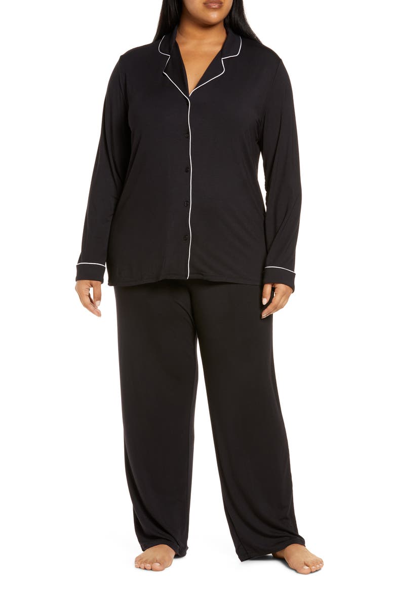 Moonlight Eco Knit Pajamas, Main, color, BLACK
