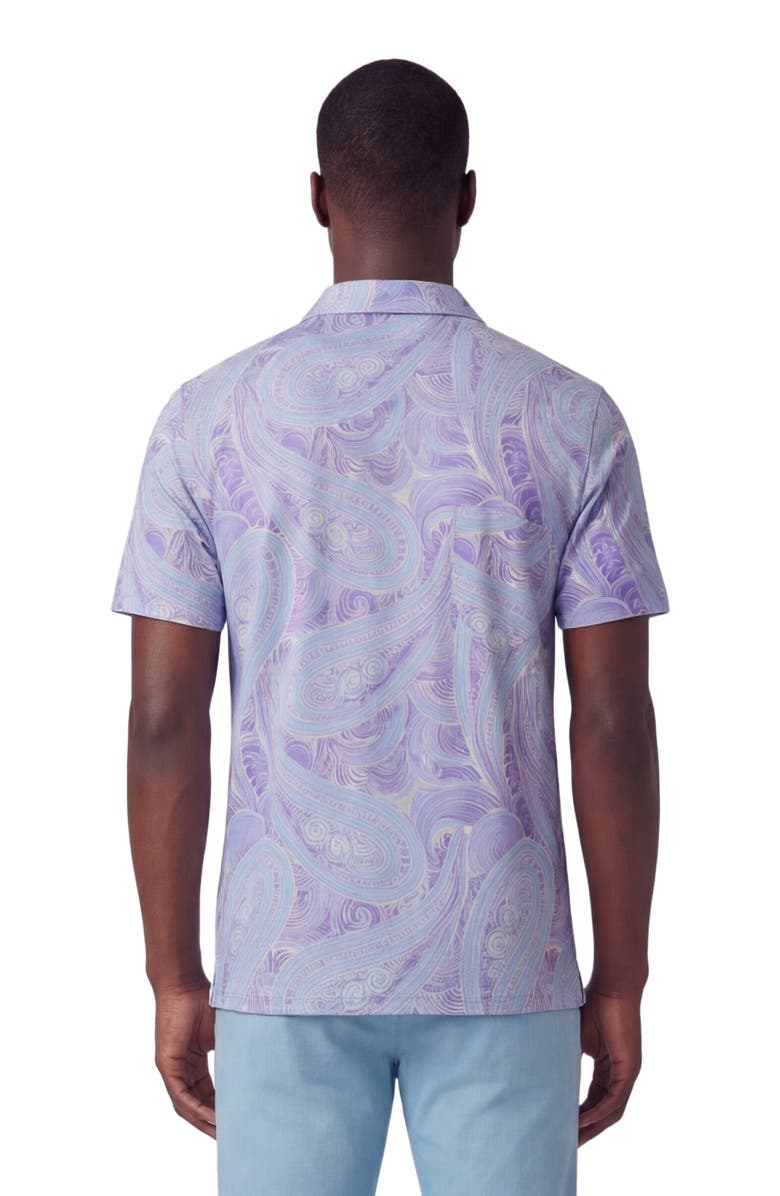 Lords of Harlech Marakesh Paisley Mens Wool Johnny Collar Polo, Alternate, color, Marakesh Paisley Helio