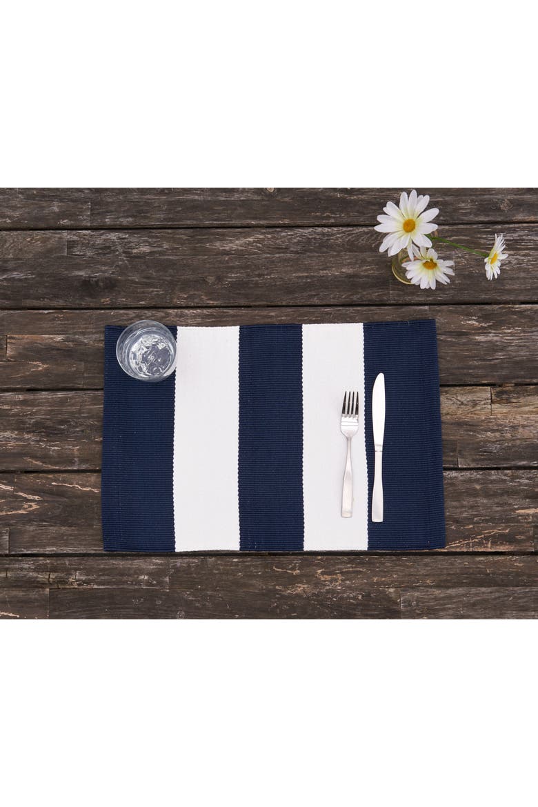 Cabana Stripes Placemats Set of 6 Collection, Alternate, color, Blue