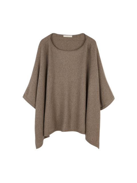 Boat-Neck Cashmere Poncho