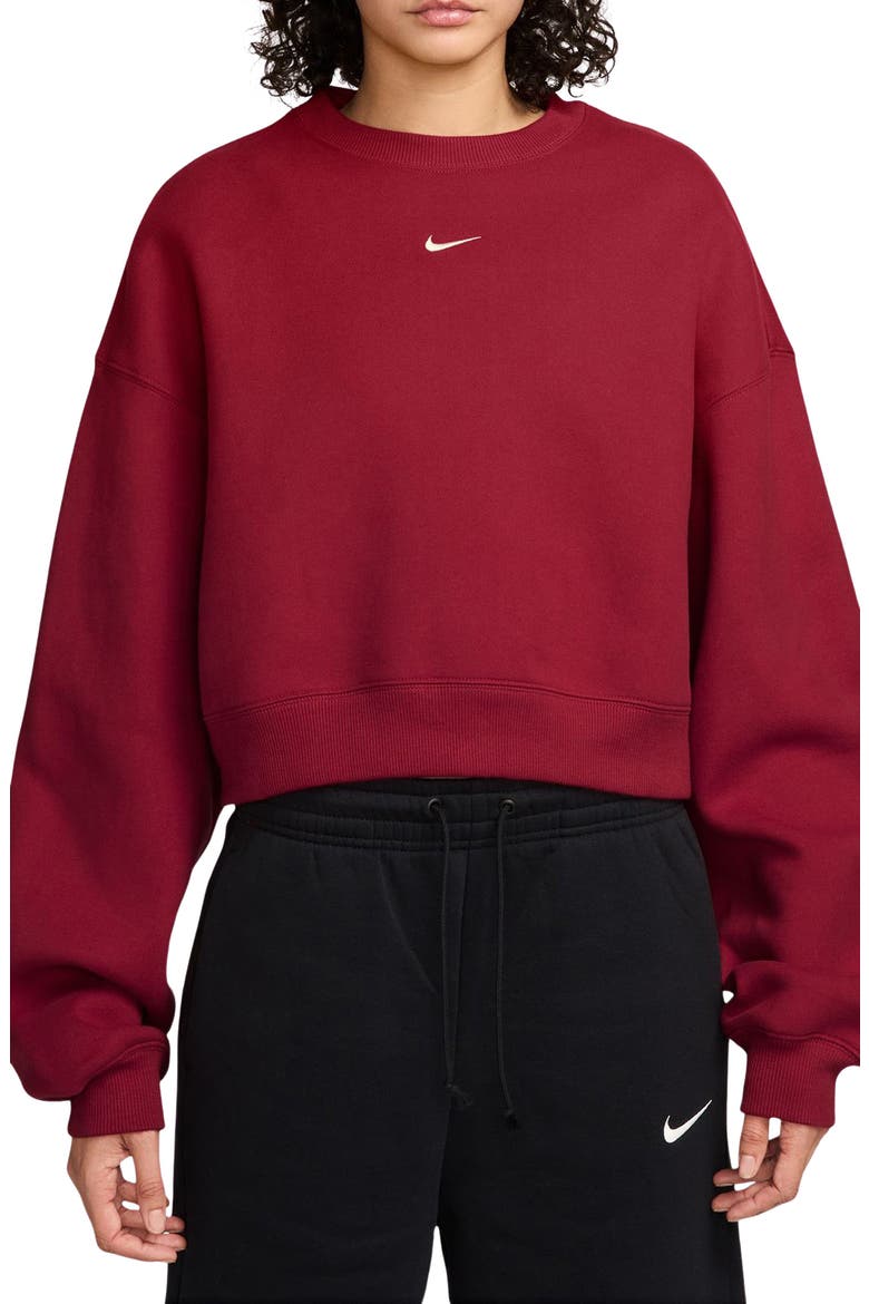 Oversized Midweight Fleece Cropped Sweatshirt, Main, color, 608 TUFFRD/ SAIL