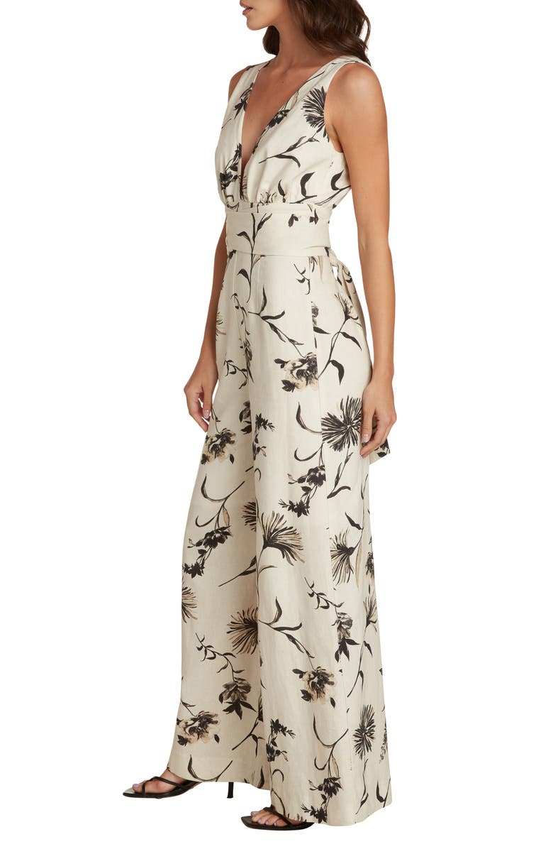 matty m. Natalia Floral Wide Leg Jumpsuit, Alternate, color, Natural
