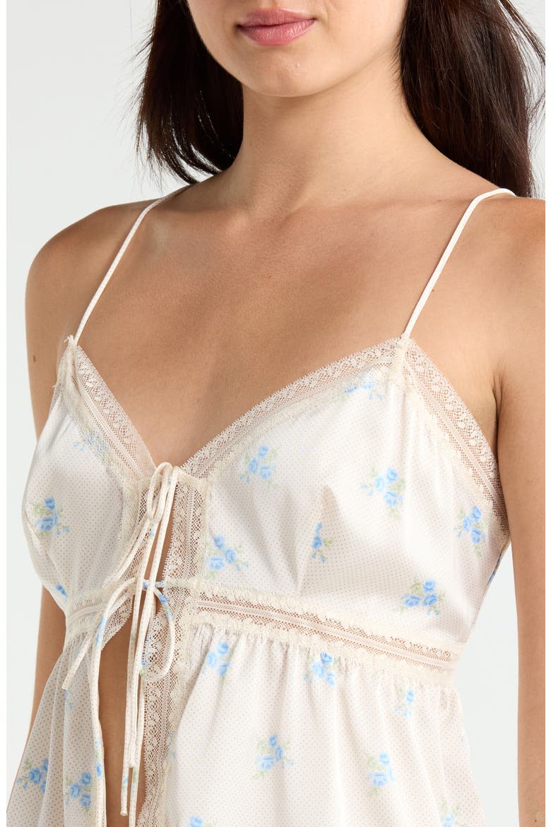 Noreen Tie Front Pajama Camisole, Alternate, color, PRINT ECRU BACKGR