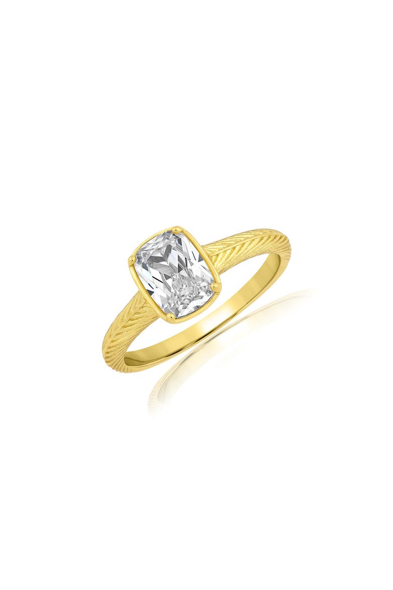 Cubic Zirconia Etched Band Ring, Main, color, GOLD