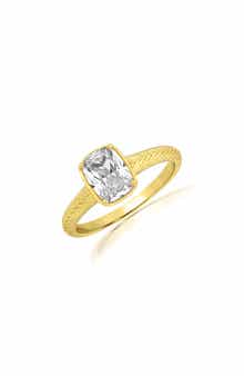 Cubic Zirconia Etched Band Ring