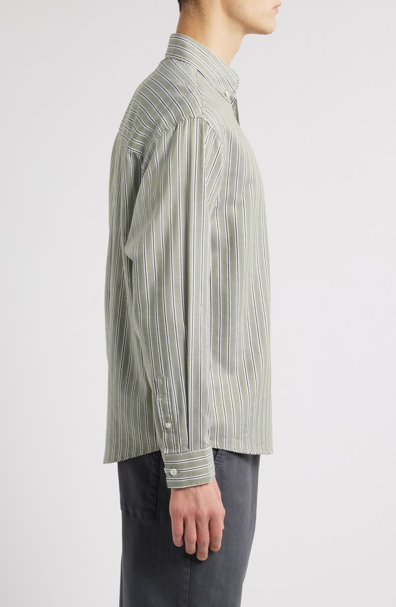 Les Deux Kolton Stripe Herringbone Cotton Poplin Button-Down Shirt, Alternate, color,