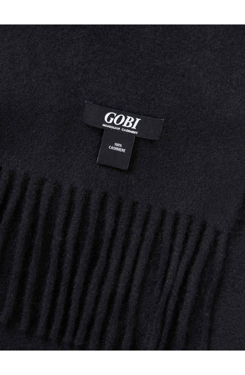 GOBI Mongolian Cashmere Large Blanket With Fringe, Alternate, color, Black