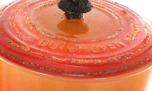 Cody Foster & Co. Dutch Oven Glass Ornament In Orange