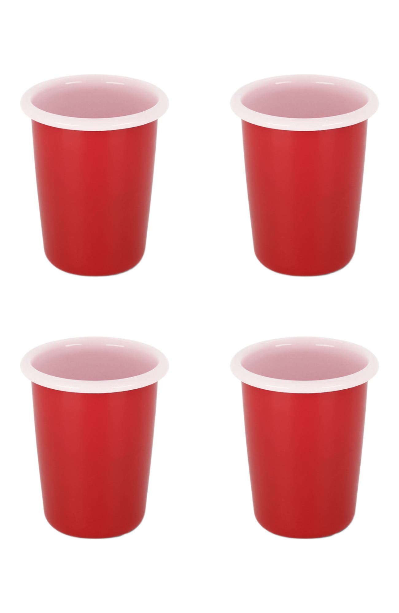 Elifle Small Two Tone Enamel Tumbler - Set of 4 in Red & Pink 