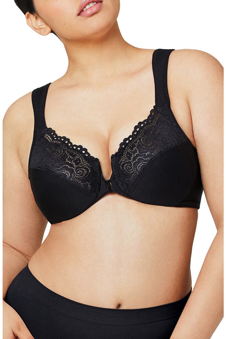 WonderWire® Front Close Underwire Bra, Main, color, BLACK