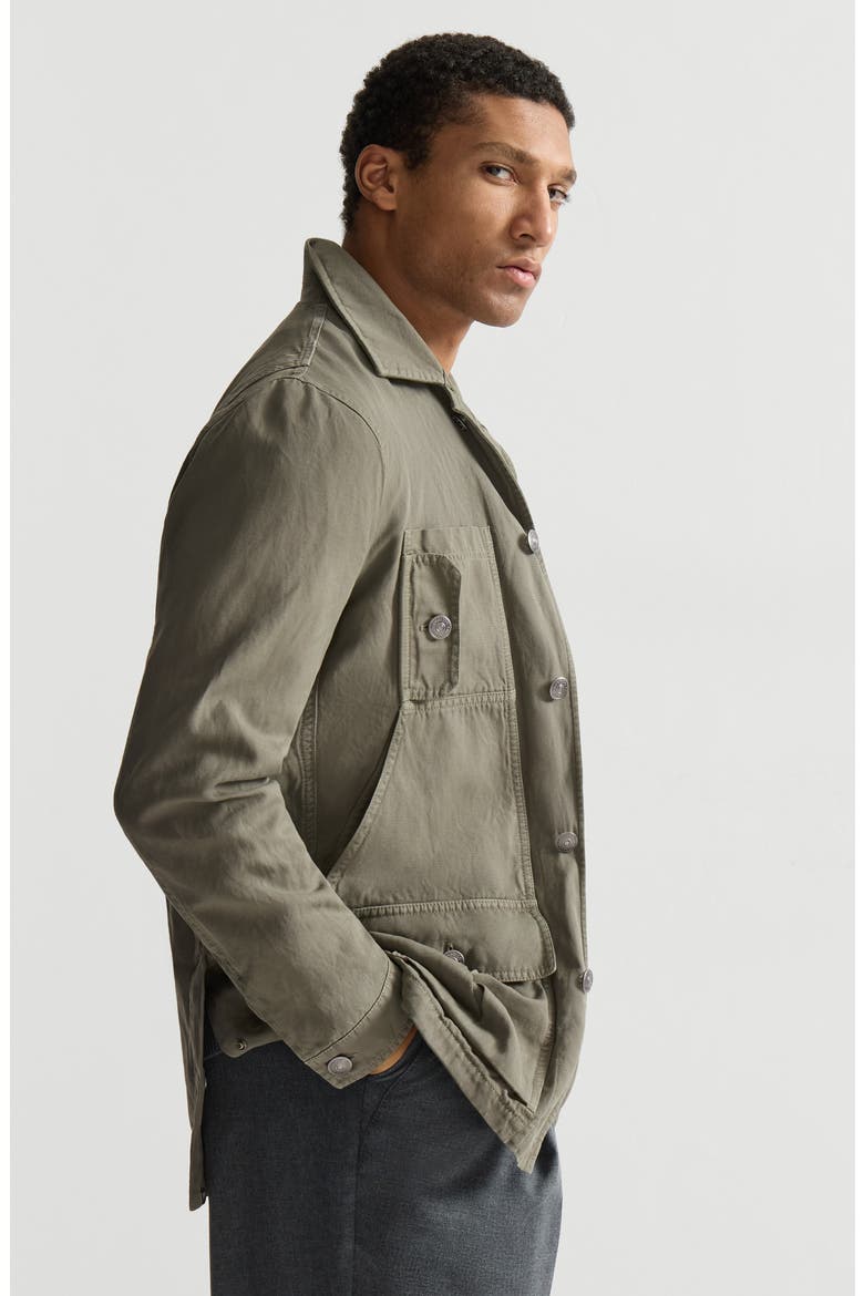 Cotton and linen canvas outerwear jacket, Alternate, color, Military