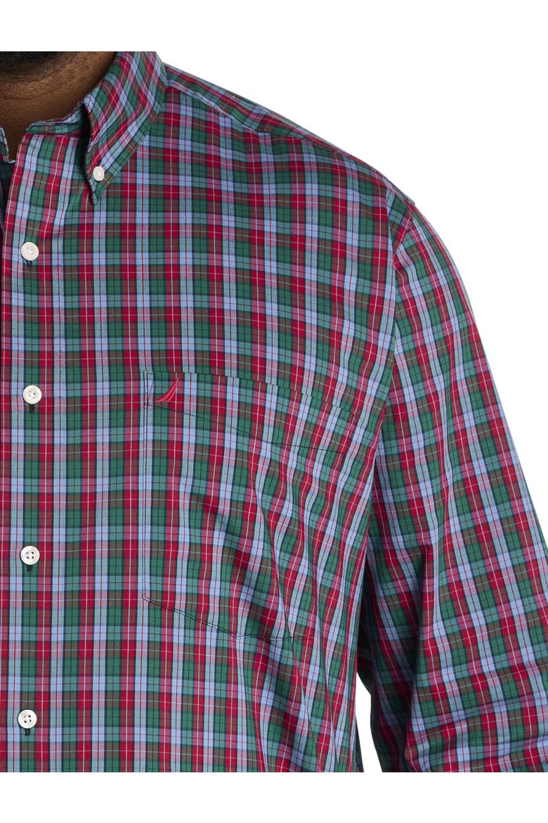 Big & Tall Performance Plaid Sport Shirt, Alternate, color, RIO RED
