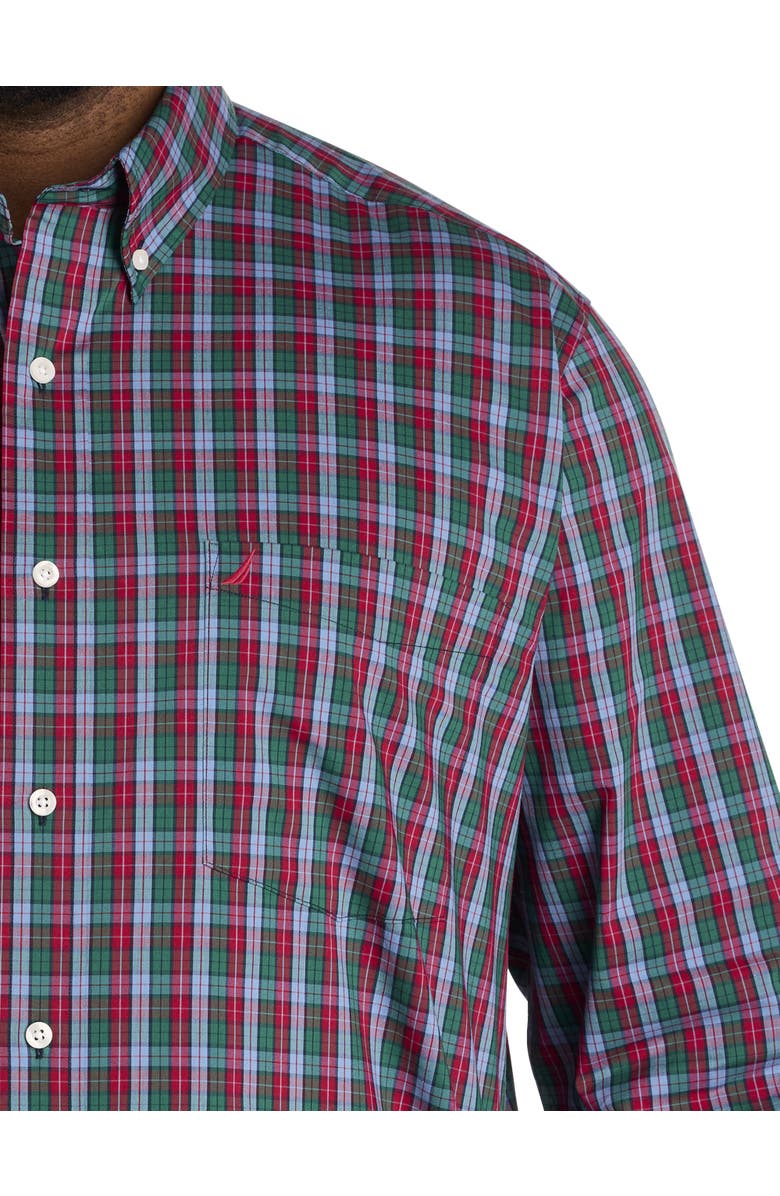 Nautica Big & Tall Performance Plaid Sport Shirt, Alternate, color, Rio Red