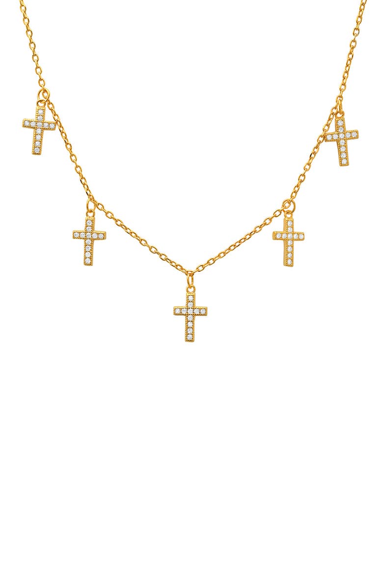 Sterling Silver Dangling Cross Necklace, Main, color, GOLD