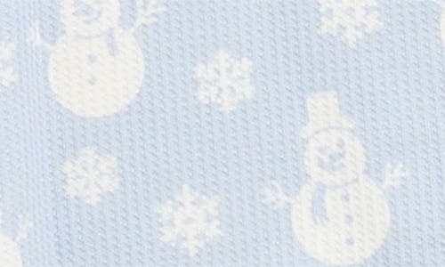 Toby Snowman Waffle Knit Footie, Hat & Teether Set In Blue