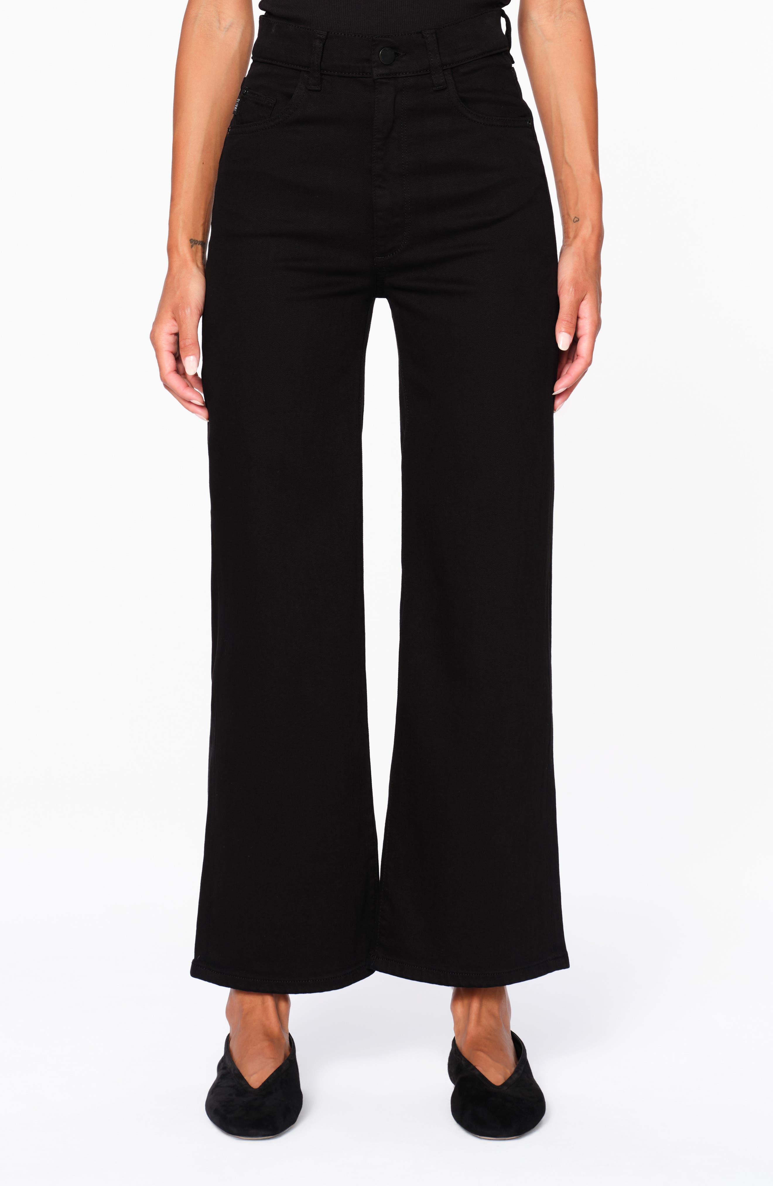 Hepburn High Waist Ankle Wide Leg Jeans