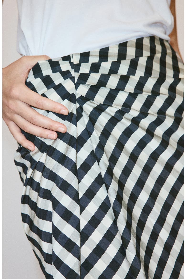 Gingham Midi Skirt, Alternate, color, NAVY