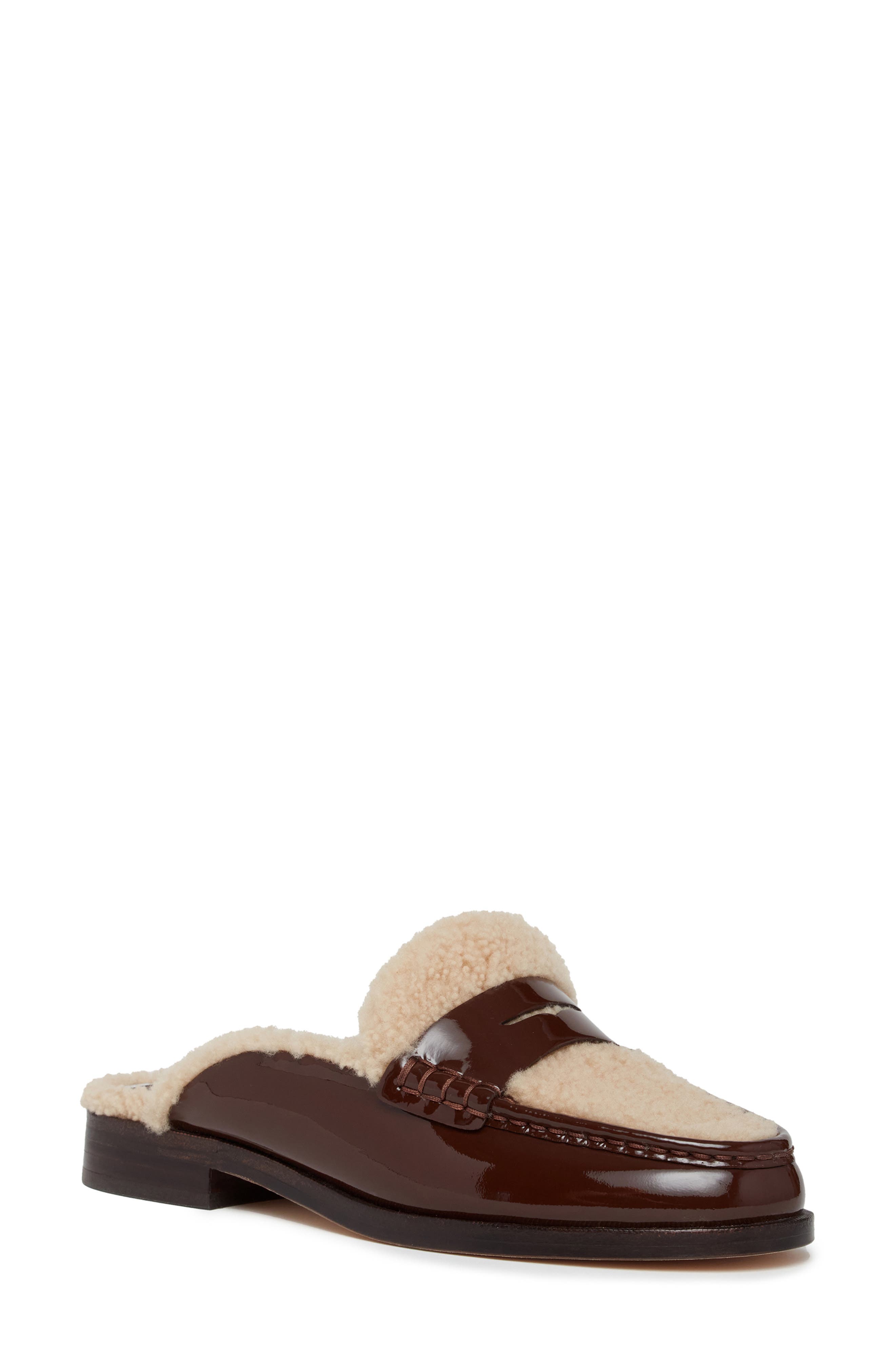 Emmett Genuine Shearling Lined Loafer Mule, Main, color, CHOCOLATE