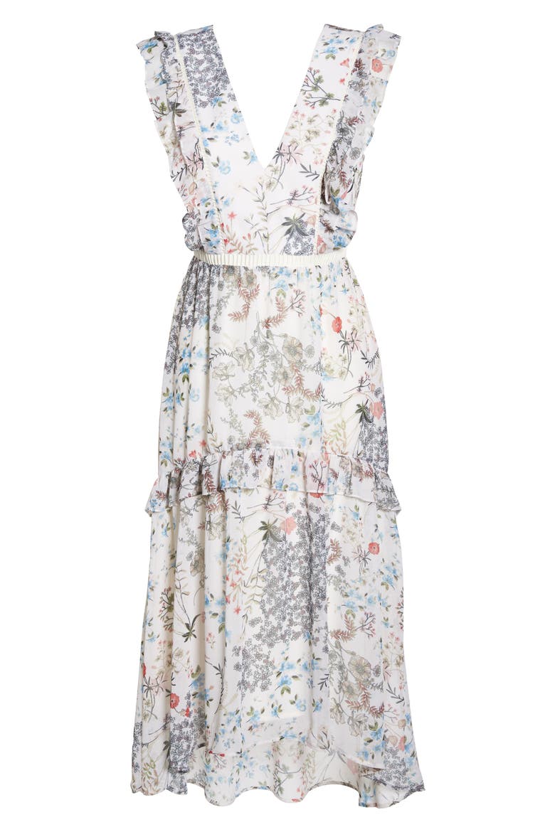 Print High/Low Midi Dress, Alternate, color, IVORY AMELIA FLORAL