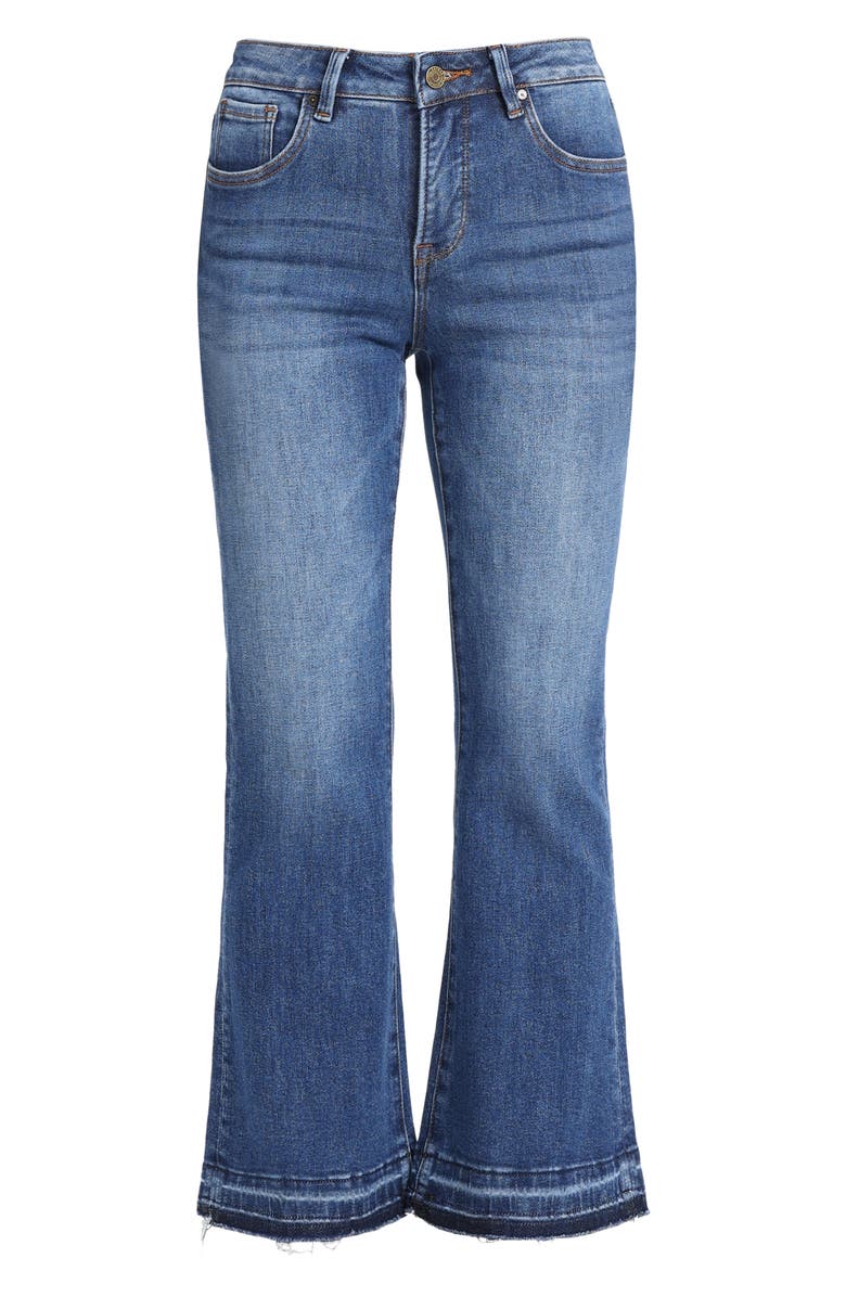Bayeas Release Hem Mid Rise Ankle Flare Jeans, Alternate, color, Dark Blue