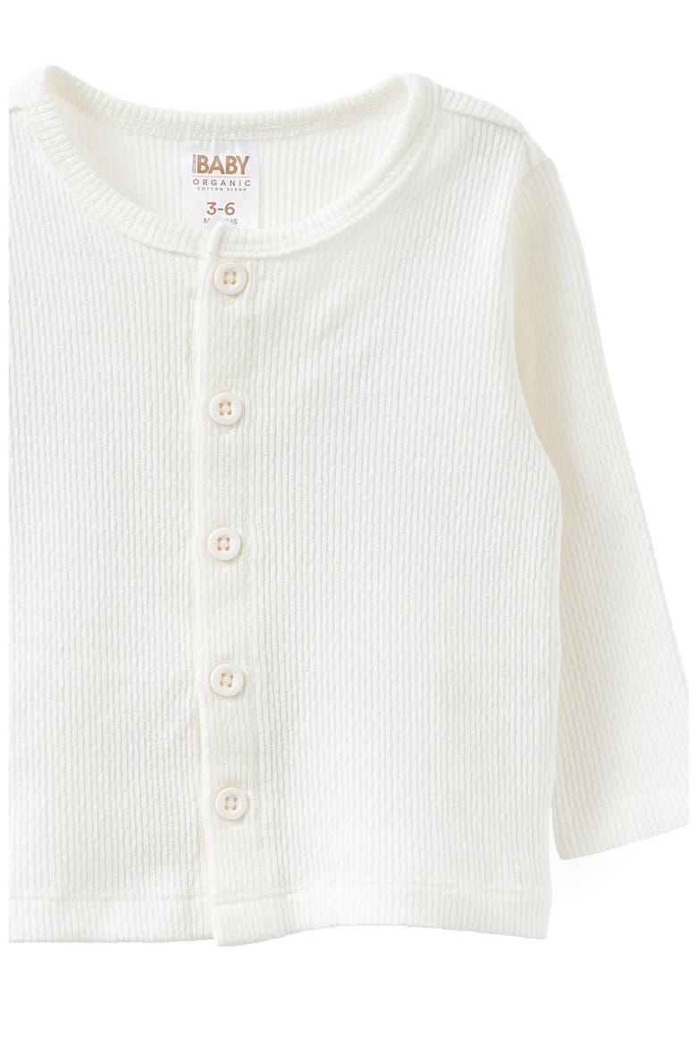 Organic Pointelle Cardigan, Alternate, color, Milk