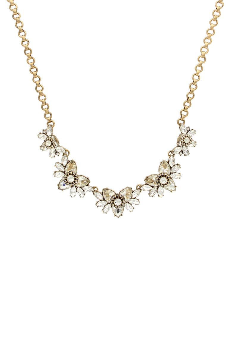 Johanna Flower Necklace, Main, color, BURNISHED GOLD / CLEAR