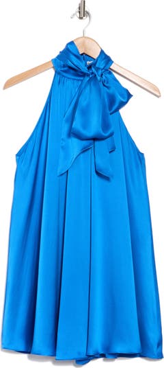 Alice + Olivia Corine Halter Tie Neck Trapeze Minidress