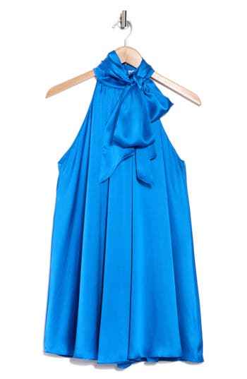 Alice And Olivia Alice + Olivia Corine Halter Tie Neck Trapeze Minidress