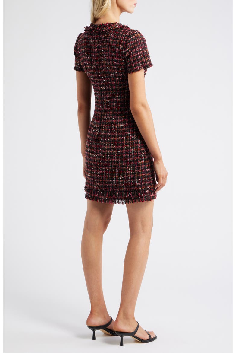 Jewel Neck Tweed Sheath Dress, Alternate, color, WINE BLACK